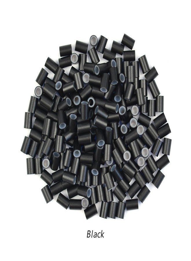 YTBYT 4.0 * 2.8 * 6.0 mm Silicone Lined Micro Ring Beads Copper Tube Micro Link Beads Hair Beads for I-Tip Hair Extensions (200 Pcs, Black) - Image 5